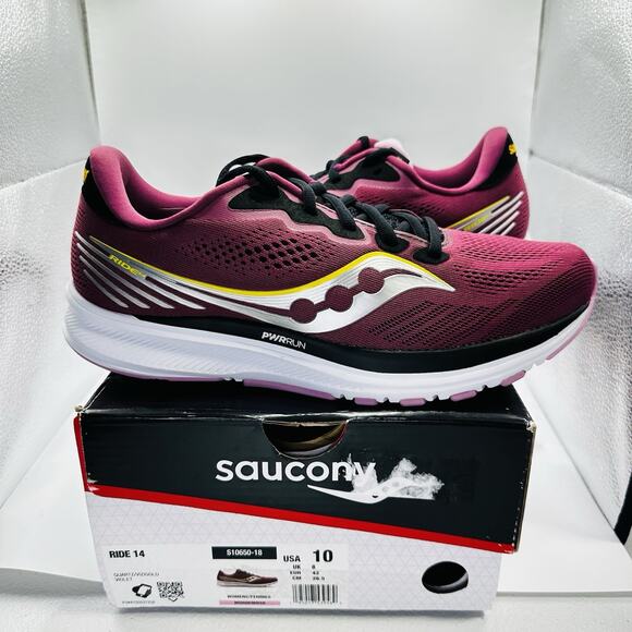 Saucony Women's Ride 14 Running Shoe, Quartz/VIZIGOLD Size 10 - Picture 1 of 7